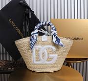 Fortok Dolce & Gabbana Rattan Woven Bag White Logo 35x26x16cm - 1
