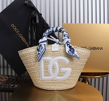 Fortok Dolce & Gabbana Rattan Woven Bag White Logo 35x26x16cm