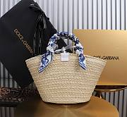 Fortok Dolce & Gabbana Rattan Woven Bag White Logo 35x26x16cm - 5