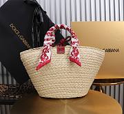 Fortok Dolce & Gabbana Rattan Woven Bag Burgundy Logo 35x26x16cm - 3