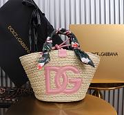 Fortok Dolce & Gabbana Rattan Woven Bag Pink Logo 35x26x16cm - 1