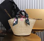 Fortok Dolce & Gabbana Rattan Woven Bag Pink Logo 35x26x16cm - 4