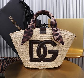 Fortok Dolce & Gabbana Rattan Woven Bag Brown Logo 35x26x16cm