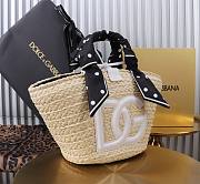 Fortok Dolce & Gabbana Rattan Woven Bag in Black White Logo 35x26x16cm - 5