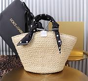 Fortok Dolce & Gabbana Rattan Woven Bag in Black White Logo 35x26x16cm - 2