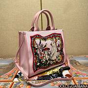 Fortok Dolce & Gabbana Tote Bag Pink Canvas Color Printing 30x14x26cm - 4