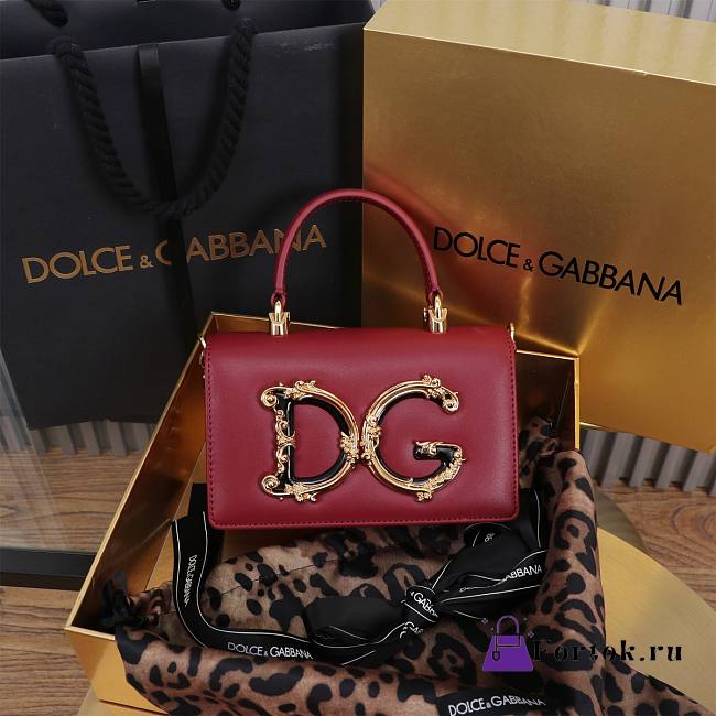 Fortok Dolce & Gabbana Mini Burgundy Leather Handbag 18x10x5cm - 1