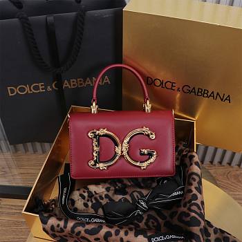 Fortok Dolce & Gabbana Mini Burgundy Leather Handbag 18x10x5cm