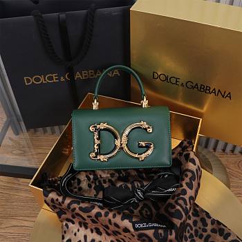 Fortok Dolce & Gabbana Mini Green Leather Handbag 18x10x5cm