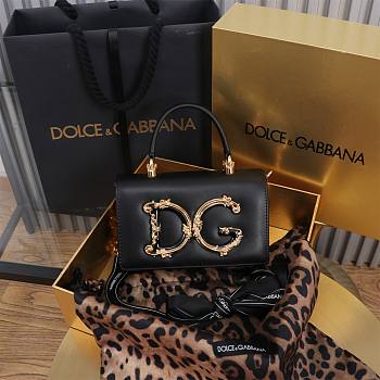 Fortok Dolce & Gabbana Mini Black Leather Handbag 18x10x5cm