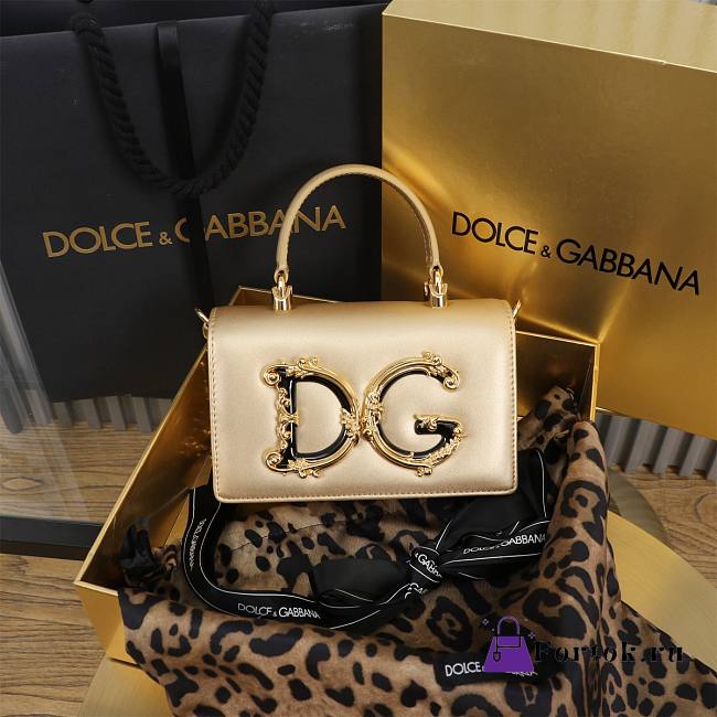 Fortok Dolce & Gabbana Mini Gold Leather Handbag 18x10x5cm - 1