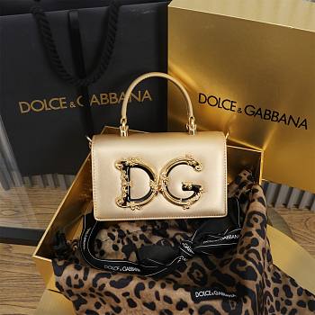 Fortok Dolce & Gabbana Mini Gold Leather Handbag 18x10x5cm