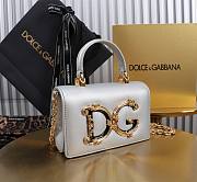 Fortok Dolce & Gabbana Mini Silver Leather Handbag 18x10x5cm - 3