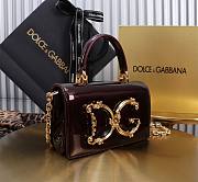 Fortok Dolce & Gabbana Mini Burgundy Patent Leather Handbag 18x10x5cm - 2