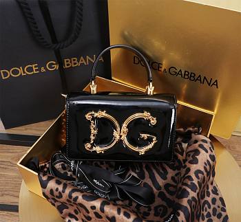 Fortok Dolce & Gabbana Mini Black Patent Leather Handbag 18x10x5cm