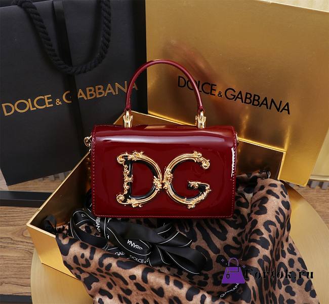 Fortok Dolce & Gabbana Mini Red Patent Leather Handbag 18x10x5cm - 1