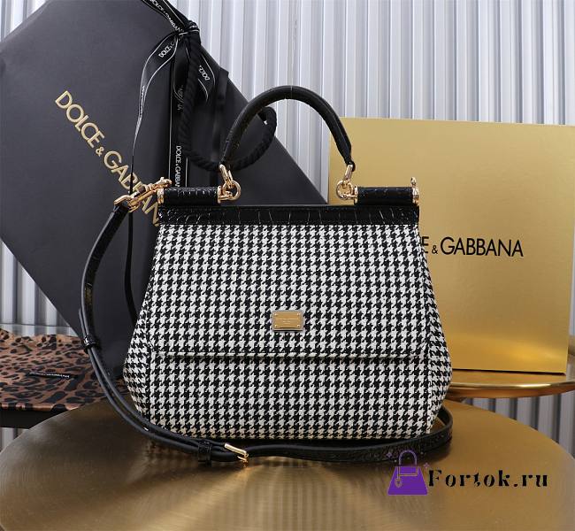 Fortok Dolce & Gabbana Houndstooth Sicily Bag 20x16x8cm - 1