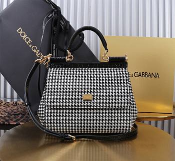 Fortok Dolce & Gabbana Houndstooth Sicily Bag 20x16x8cm