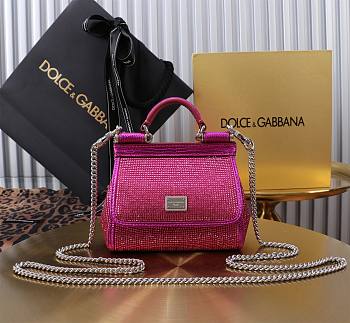 Fortok Dolce & Gabbana Lizard Pattern Diamond Sicily Pink 14x16x6cm