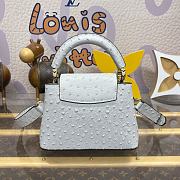 Fortok Louis Vuitton Capucines Mini Handbag Grey Ostrich Pattern and Pearl Chain M11908 21x8x13.6cm - 2