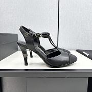 Fortok Chanel Leather CC Logo T-Strap Pumps Black - 6