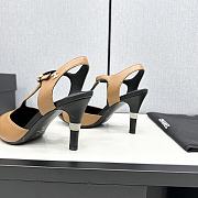 Fortok Chanel Leather CC Logo T-Strap Pumps Brown - 6