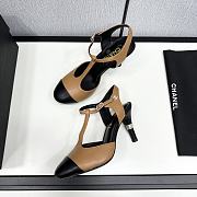 Fortok Chanel Leather CC Logo T-Strap Pumps Brown - 3