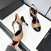 Fortok Chanel Leather CC Logo T-Strap Pumps Brown - 4