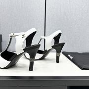 Fortok Chanel Leather CC Logo T-Strap Pumps White - 3