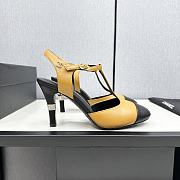 Fortok Chanel Leather CC Logo T-Strap Pumps Yellow - 6