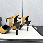 Fortok Chanel Leather CC Logo T-Strap Pumps Yellow - 5