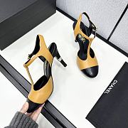 Fortok Chanel Leather CC Logo T-Strap Pumps Yellow - 3