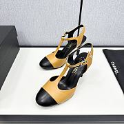 Fortok Chanel Leather CC Logo T-Strap Pumps Yellow - 2