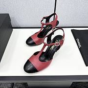 Fortok Chanel Leather CC Logo T-Strap Pumps Red - 6