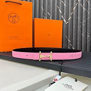 Fortok Hermes Double-faced Belt in Swift and Epsom Calfskin Pink & Black 24mm - 1
