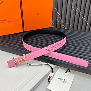 Fortok Hermes Double-faced Belt in Swift and Epsom Calfskin Pink & Black 24mm - 2
