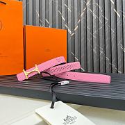 Fortok Hermes Double-faced Belt in Swift and Epsom Calfskin Pink & Black 24mm - 3
