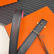 Fortok Hermes Double-faced Belt in Swift and Epsom Calfskin Pink & Black 24mm - 5