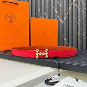 Fortok Hermes Double-faced Belt in Swift and Epsom Calfskin Red & Brown 24mm - 1