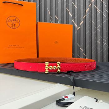 Fortok Hermes Double-faced Belt in Swift and Epsom Calfskin Red & Brown 24mm