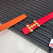 Fortok Hermes Double-faced Belt in Swift and Epsom Calfskin Red & Brown 24mm - 4