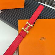 Fortok Hermes Double-faced Belt in Swift and Epsom Calfskin Red & Brown 24mm - 5