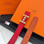 Fortok Hermes Double-faced Belt in Swift and Epsom Calfskin Red & Brown 24mm - 3