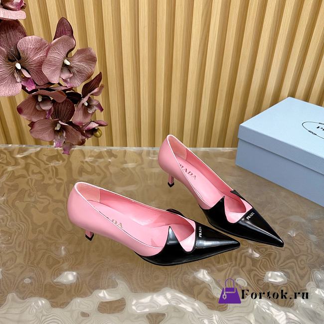 Fortok Prada Classic Triangle Logo High Heels Pink & Black  - 1
