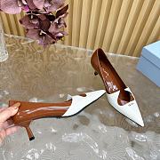 Fortok Prada Classic Triangle Logo High Heels Brown & White - 6