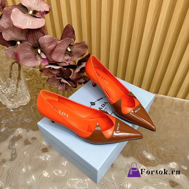 Fortok Prada Classic Triangle Logo High Heels Orange & Brown - 1