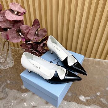 Fortok Prada Classic Triangle Logo High Heels White & Black