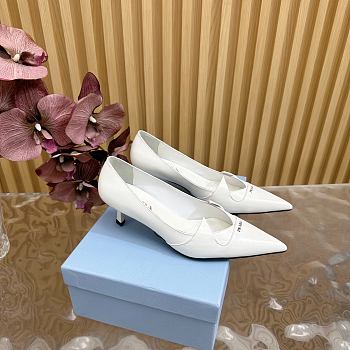 Fortok Prada Classic Triangle Logo High Heels White