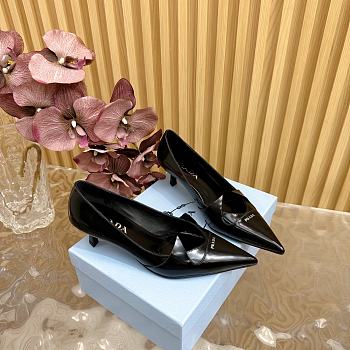 Fortok Prada Classic Triangle Logo High Heels Black