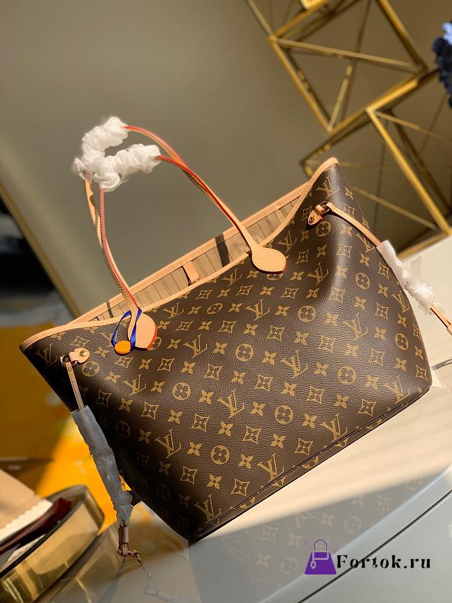 Fortok Louis Vuitton Neverfull MM Bag Brown M40995 32x19x17cm - 1